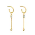 Gold-plated dangle hoop earrings featuring sparkling marquise and round zircon stones for women. - Gold Tassel Style (JQH0238-GG)