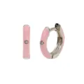 Elegante rosa emaillierte Creolen Ohrringe mit glitzernden Zirkonia Steinen fuer Damen. - Rosa Emaille Creolen (JQH0020-5-SS) / 24K / Silber