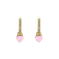 Orecchini a cerchio dorati zirconi con ciondolo lucchetto cuore smalto rosa variante donna - Cerchio con Ciondolo a Lucchetto a Cuore (JQH0021) / 24k / Cerchio da 3mm / Lucchetto a Cuore Oro E Rosa