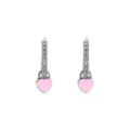 Eleganti orecchini a cerchio in argento con zirconi e ciondolo lucchetto a cuore smaltato rosa - Cerchio con Ciondolo a Lucchetto a Cuore (JQH0021) / 24k / Cerchio da 3mm / Lucchetto a Cuore Argento E Rosa