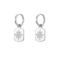 Zilveren oorbellen met sprankelende zirkonia ster hanger, elegante mode sieraden voor dames. - Achtpuntige Ster Hanger (W80350-SS) / 24K / Zilver