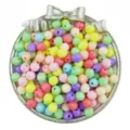 Colorful 8mm acrylic faceted beads in silver bow tray, perfect for DIY jewelry crafting. - 50 Pieces/Pack / Random Mixed Colors