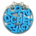 Detailansicht von 20mm Acryl Großloch Buchstabenperlen in Blau für DIY Schmuckherstellung. - Blau