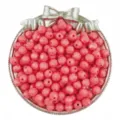 8mm pink acrylic faceted beads for DIY jewelry making accessories close up detail view. - 50 Pieces/Pack / Rose Red