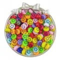 Acrylic smiley face beads for DIY jewelry making, colorful loose spacer beads for bracelets. - Solid Mixed Colors