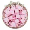 12mm acrylic large hole cube letter beads for DIY jewelry making, bracelets, and crafts. - 20 Pieces/Pack / Pink