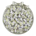 Acrylic smiley face beads detail, gold and white craft beads for DIY jewelry making accessories - White with Gold Letters