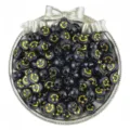 6x10mm acrylic smiley face beads black loose beads for DIY handmade bracelet jewelry making - Black and Gold