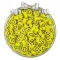 Yellow acrylic smiley face beads detail shot, ideal for DIY handmade bracelets and accessories. - Yellow