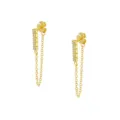 Vergoldete Zirkonia Ketten Ohrklemmen, modische Strass Quasten Ohrringe für Frauen. - Ketten-Quasten-Ohrklemme (W80072-GG) / Gold