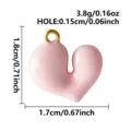 Rosa 3D Herz Anhänger Detailansicht, goldener Ring, Größe 1,8x1,7cm, Gewicht 3,8g DIY Schmuck. - Rosa Glänzendes 3D Herz Goldring Stil (B380-G-Pink)
