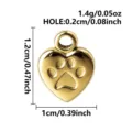 Colgante corazon huella de oro acero inoxidable detalle dimensiones accesorios joyas. - Huella de Pata Corazón (S3570-G)