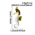 Detailed view of gold-plated enamel seahorse pendant with dimensions 3cm height and 0.1cm hole. - Gold Base (S3607-G-W)