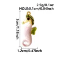 Gold stainless steel pink green enamel seahorse pendant charm for DIY jewelry making 3cm - Gold Base (S3607-G-Pink)