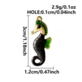 Stainless steel seahorse pendant detail view, colorful oil drop design for DIY jewelry making. - Gold Base (S3607-G-B)