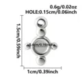 Edelstahl Kreuz Anhänger Fach Detail Ansicht mit sehr genauen Maßangaben für DIY Schmuck. - Kreuz-Sonne-Anhängerbasis (S3585-S) / Silber
