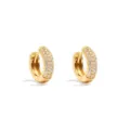 Elegant gold huggie hoop earrings with sparkling paved cubic zirconia for women daily wear. - Micro-Pave Hoop Earring (JQH0090) / Gold
