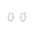 Silver bamboo joint C-shaped hoop earrings, minimalist design for daily fashion wear. - W80191 Bamboo Joint Style - Silver / 24K