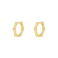 Gold-plated bamboo design huggie hoop earrings, minimalist chic style for daily wear. - W80191 Bamboo Joint Style - Gold / 24K