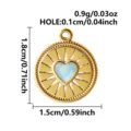 Ciondolo a cuore bohémien in acciaio inossidabile con smalto blu e specifiche. - Base Oro Cuore Blu Chiaro
