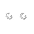 Silberfarbenes C-förmiges Ohrklemmen-Set, schlichte Ohrclips ohne Ohrlöcher für den täglichen Look. - W80192 Perlenrand Ohrclip - Silber / 24K