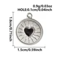 Colgante de corazón de acero inoxidable abalorio para collar pulsera joyería accesorios - Base de Plata Corazón Negro