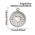 Colgante de corazón esmaltado rosa de acero inoxidable estilo bohemio accesorios de joyería. - Base Plateada Corazón Rosa