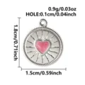 Colgante de corazón de acero inoxidable, dije de esmalte rosa boho para pulsera collar DIY - Base Plateada Corazón Rosa Fuerte
