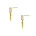 Orecchini pendenti con zirconi baguette oro, eleganti orecchini geometrici da donna chic. - Orecchini a Bottone con Pendente (W80247) / 24k / Oro