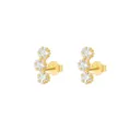 Vergoldete Ohrstecker mit drei funkelnden Zirkonia Steinen eleganter Damenschmuck Mode. - Drei-Sterne-Ohrstecker (W80078-GG) / 24K / Gold