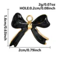 Black glitter bow pendant stainless steel DIY jewelry charm cute necklace bracelet accessory - Black & Gold