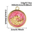 Pendentif rond vague émaillé tendance accessoire de bijou DIY pour collier bracelet boucle - Base Dorée Rose Rouge