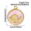 Pendentif rond émaillé vague plaqué or accessoire DIY pour de superbes bijoux. - Or-Rose