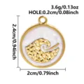 Pendentif rond vague dorée avec émail blanc, accessoire de bijoux DIY élégant. - Base Dorée Blanc