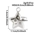 Edelstahl Stern Anhänger Detail mit genauen Maßen, Gewicht und eingefassten Zirkoniasteinen. - Anhänger Ohne Kette (B74-S) / 1.4x1.1cm / Silber Mit Zirkonia