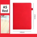 Red A5 faux leather business notebook 100 sheets 200 pages cream lined paper journal - 带笔插款 / A5 (100 Sheets/200 Pages) / Red