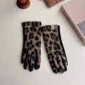 Modische Damen-Handschuhe mit Leopardenmuster, warm und Touchscreen-fähig - Einheitsgröße / Leopardenmuster Schwarz