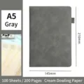 A5 grey faux leather business notebook with 100 sheets and 200 pages cream Dowling paper. - 带笔插款 / A5 (100 Sheets/200 Pages) / Gray