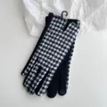 Klassische Retro-Wollhandschuhe mit Hahnentrittmuster und Touchscreen-Funktion für Damen - Einheitsgröße / Hahnentritt
