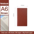 Brown A6 business notebook with faux leather cover and 100 sheets 80g paper - Basic Style / A6 (100 Sheets / 200 Pages) / Brown