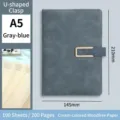 A5 Business Notebook with Faux Leather Cover and Metal Buckle in Gray Blue color finish - U-Shaped Buckle Style / A5 (100 Sheets/200 Pages) / Grey Blue