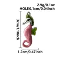 Stainless steel colorful enamel seahorse pendant DIY necklace jewelry making accessory. - Silver Base (S3607-S-Hot Pink) / Deep Pink