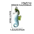 Stainless steel seahorse pendant colorful oil painted DIY jewelry accessory detail view - Silver Base (S3607-S-S) / Blue