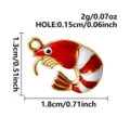 Rote und weiße Garnele Emailleschmuck Detail, 1.8cm süßer Tier Anhänger DIY Zubehör - Rot Weiß Emaille Garnele Stil (B373-G)