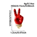 Roter Friedenszeichen Hand Anhänger Detailaufnahme, goldener Strasssockel, DIY Schmuck Accessoire. - Rote Friedensgeste Strass Stil (B371-G)