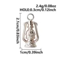 Edelstahl Vintage Laterne Anhänger DIY Schmuck, 3D kleine Öllampe Metall Zubehör - Petroleumlampe (B276-S) / Silber