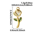 Gold rose flower enamel pendant spec detail with size, hole and weight for DIY jewelry. - Gold Rose (White Green Enamel)