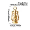 Edelstahl Vintage Mini Laternen Anhänger Golden DIY Schmuck Charm Zubehör 2.1cm groß - Petroleumlampe (B276-G) / Gold