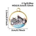 Gold metal enamel mountain pendant diy jewelry accessory handmade charm necklace component part - Gold Round (Landscape Pattern)