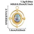 Stainless steel abalone shell pendant detail, showing natural colorful shell and gold frame. - Oval Track Shape (S3288) / Gold with Abalone Shell
